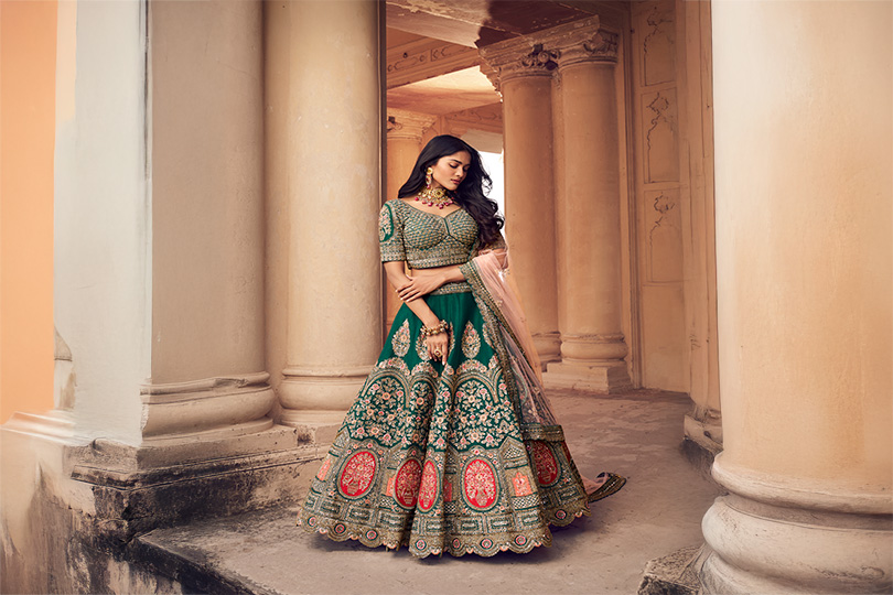 EMERALD GREEN BRIDAL LEHENGA